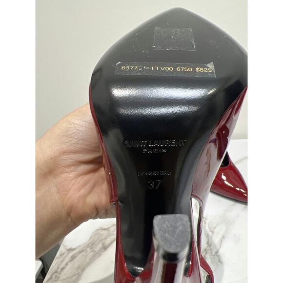 YSL Venus Red Patent Leather Slingback Heels - Size 37 - Picture 7 of 9